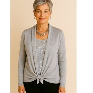 🩶 ✨ NWOT Michael Kors gray and silver sequin cardigan/tank combo ✨ 🩶